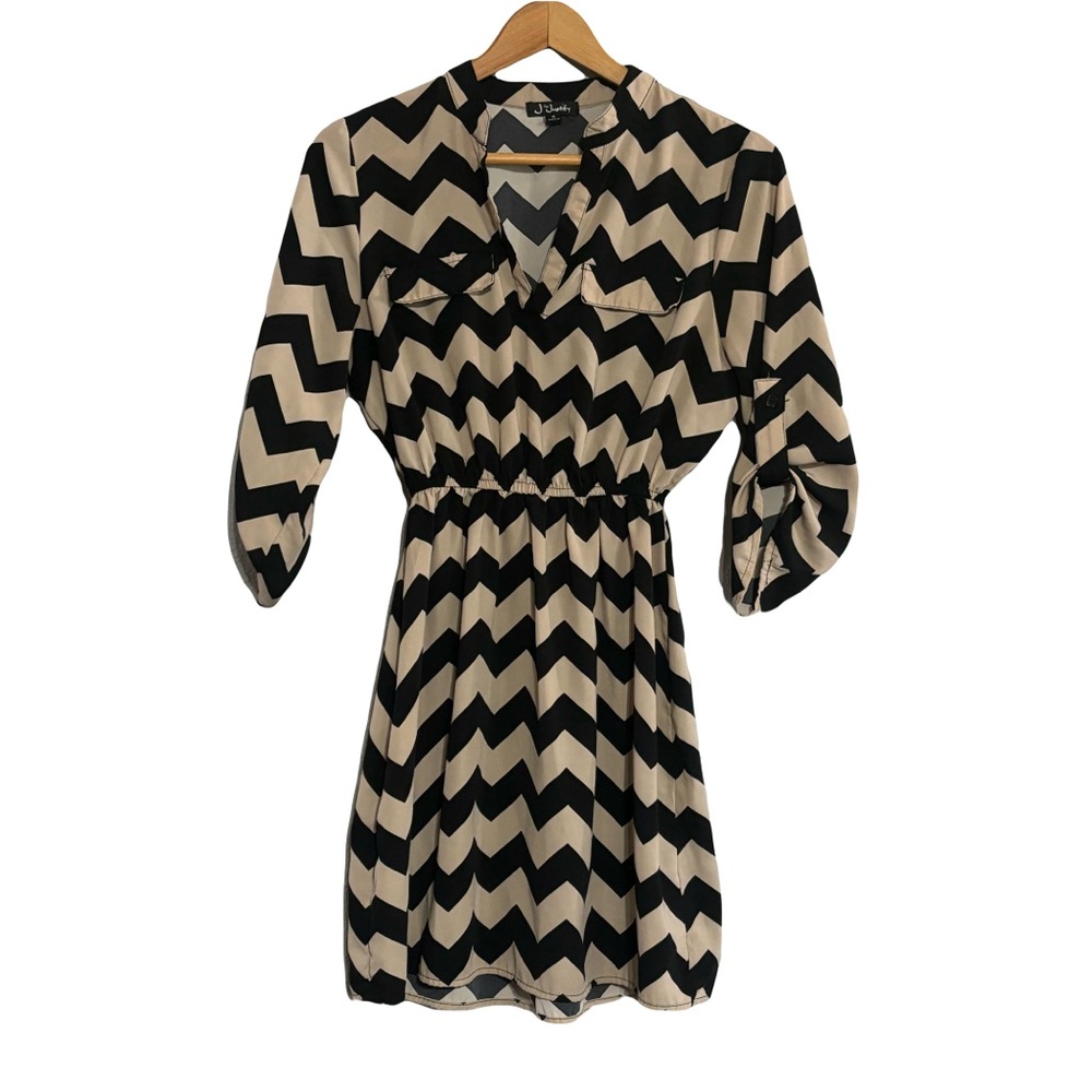 J for Justify Black and Tan 3/4 Sleeve dress
